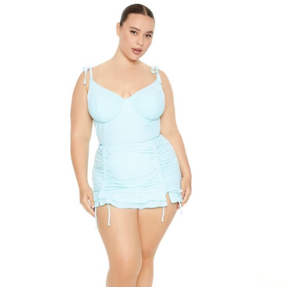 Torrid Forever 21 Plus Size Gingham Swimsuit + Coverup